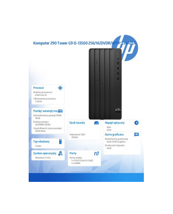 hp inc. Komputer 290 Tower G9 i5-13500 256/16/DVDR/W11P 936A7EA