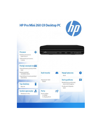 hp inc. Komputer tacjonarny Pro Mini 260 G9 i3-1315U 512/8G/W11P 936J2EA