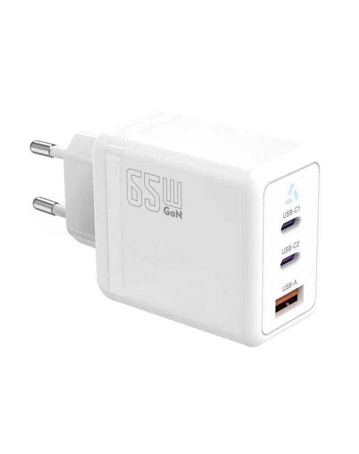tb Ładowarka sieciowa 2x USB C + USB A Power Delivery biała, GaN 65W główny