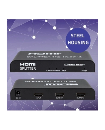 qoltec Aktywny rozdzielacz Splitter 2 x HDMI 4K x 2K | 6Gb/s | 60Hz nr 2