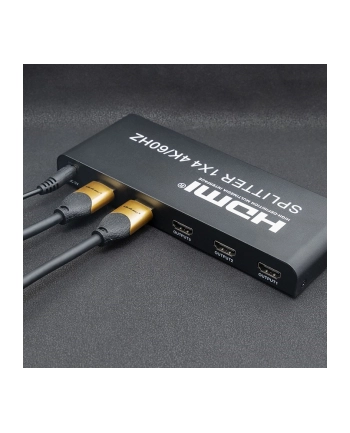 qoltec Aktywny rozdzielacz Splitter 4 x HDMI 4K x 2K | 6Gb/s | 60Hz nr 1