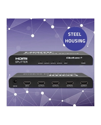 qoltec Aktywny rozdzielacz Splitter 4 x HDMI 4K x 2K | 6Gb/s | 60Hz nr 2
