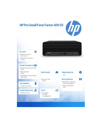 hp inc. Komputer stacjonarny Pro Small Form Factor 400 G9 i7-13700 512GB/16GB/DVD/W11P 881J5EA