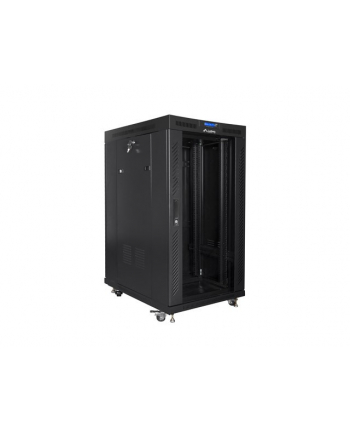 Szafa instalacyjna stojąca 19'' 22U 800x1000 czarna drzwi szklane LCD Lanberg (flat pack) V2