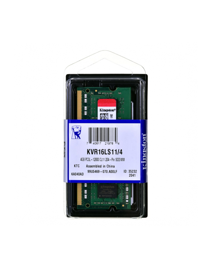 NB PAMIĘĆ 4GB PC12800 DDR3 SO KVR16LS11/4 KINGSTON główny