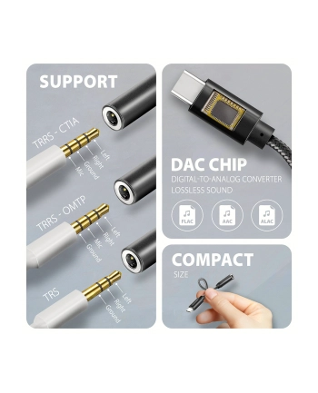 axagon Zewnętrzna karta dźwiękowa ADA-HC USB-C 32bit DAC 3.5mm (F) złącze, 384kHz nr 2