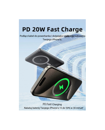 usams Powerbank indukcyjny 5000mAh MagSafe Fast Charging PD 20W Szary