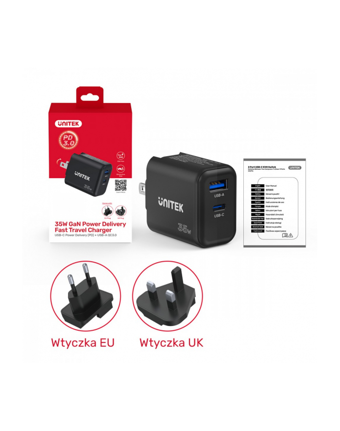 unitek Ładowarka Sieciowa GAN PD USB-C + USB-A 35W, P1119A główny