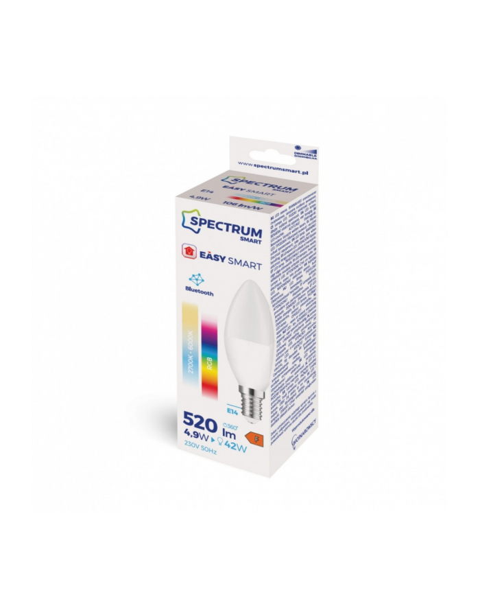 spectrum smart Żarówka EASY SMART Bluetooth Mesh świecowa E14 4,9W RGBW+CCT+DIM główny