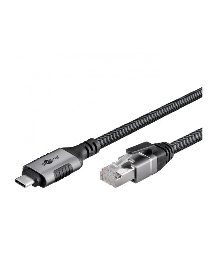 goobay Ethernet cable USB-C 3.2 Gen1 male > RJ-45 male, LAN adapter (Kolor: CZARNY/silver, 2 meters) główny