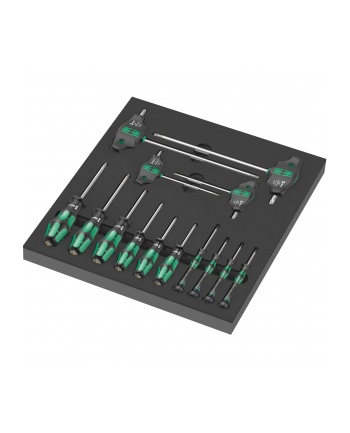 Wera 9712 foam insert TORX HF screwdriver set 1, 14 pieces (Kolor: CZARNY/grey, in foam insert for workshop trolley)