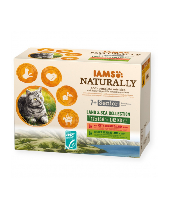 eukanuba IAMS Naturally Senior zestaw smaków morskch i mięsnych 12x85g kot