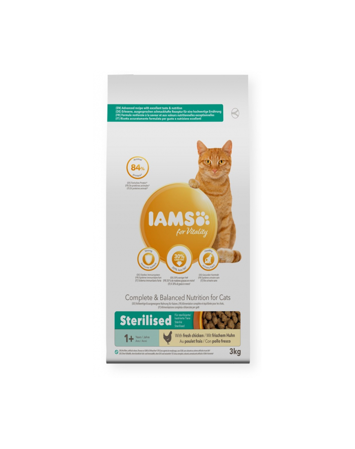 eukanuba IAMS for Vitality Sterilised ze świeżym kurczakiem 3 kg kot główny