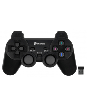 VAKOSS GAMEPAD BEZPRZEWODOWY USB Z FUNKCJĄ DUAL SHOCK, PC/PS3, TRYB CYFROWY I ANALOGOWY,  GP-4705BK CZARNY