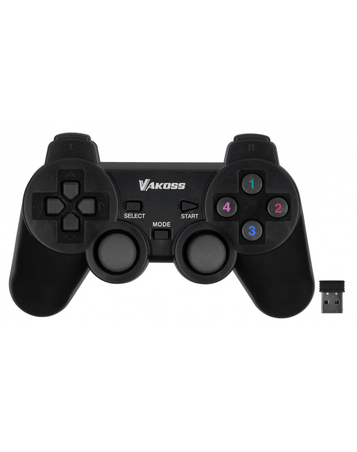 VAKOSS GAMEPAD BEZPRZEWODOWY USB Z FUNKCJĄ DUAL SHOCK, PC/PS3, TRYB CYFROWY I ANALOGOWY,  GP-4705BK CZARNY główny