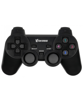 VAKOSS GAMEPAD BEZPRZEWODOWY USB Z FUNKCJĄ DUAL SHOCK, PC/PS3, TRYB CYFROWY I ANALOGOWY,  GP-4705BK CZARNY