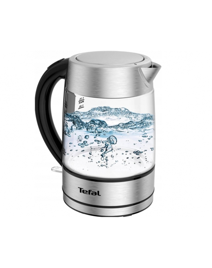 TEFAL | Czajnik | KI772D | Elektryczny | 2400 W | 1,7 l | Szkło | Podstawa obczerwonyowa 360° | Stal nierdzewna/Czarny główny