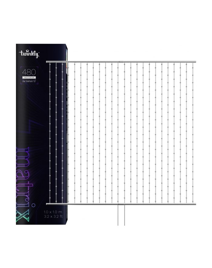 Twinkly Matrix – 480 RGB LED Lampki w kształcie pereł, przezroczysty przewód, 33x33ft typ wtyczki F główny