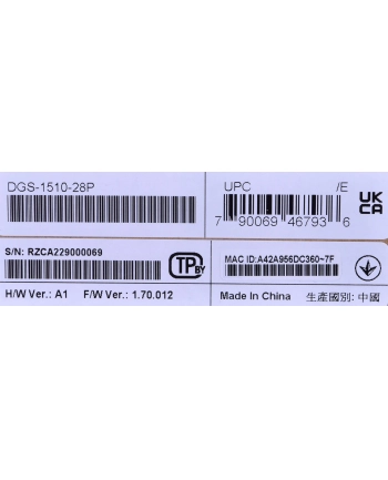 D-Link | Przełącznik | DGS-1510-28P | Zarządzanie przez Internet | Możliwość montażu w stojaku | Ilość portów 1 Gb/s (RJ-45) 24 | Ilość portów SFP 2 | Ilość portów SFP+ 2 | Ilość portów PoE/PoE+ 24 | Typ zasilacza Pojedynczy | 24 miesiąc(e) nr 1