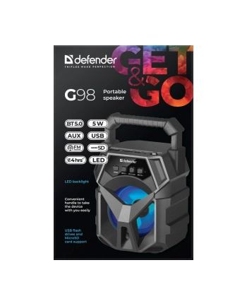 D-EFEND-ER GŁOŚNIK G98 BLUETOOTH 5W BT/FM/TF/USB/AUX/LED 65098