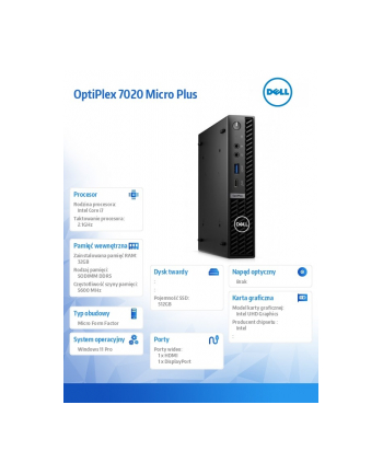 dell Komputer Optiplex Plus MFF/Core i7-14700/32GB/512GB SSD/Integrated/WLAN + BT/Wireless Kb ' Mouse/W11Pro/vPro