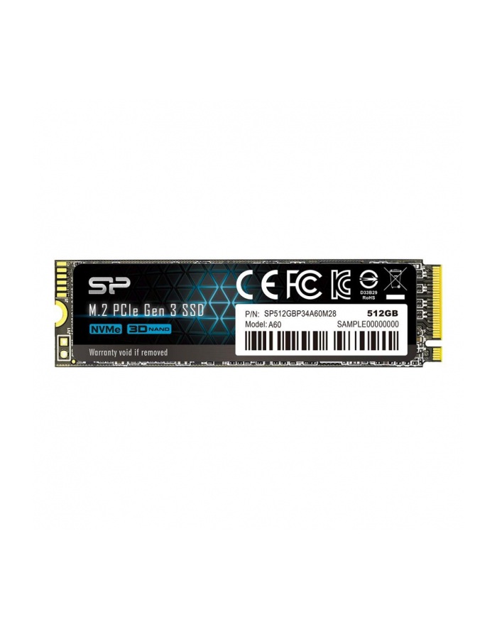 Dysk SSD Silicon Power A60 512GB PCIe Gen3x4 NVMe (2200/1600 MB/s) 2280 BULK główny