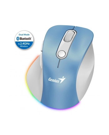 Mysz bezprzewodowa Genius Ergo 9000S Pro Biało-Niebieska Cichy klik Bluetooth 5.0 + 2,4GHz nr 1