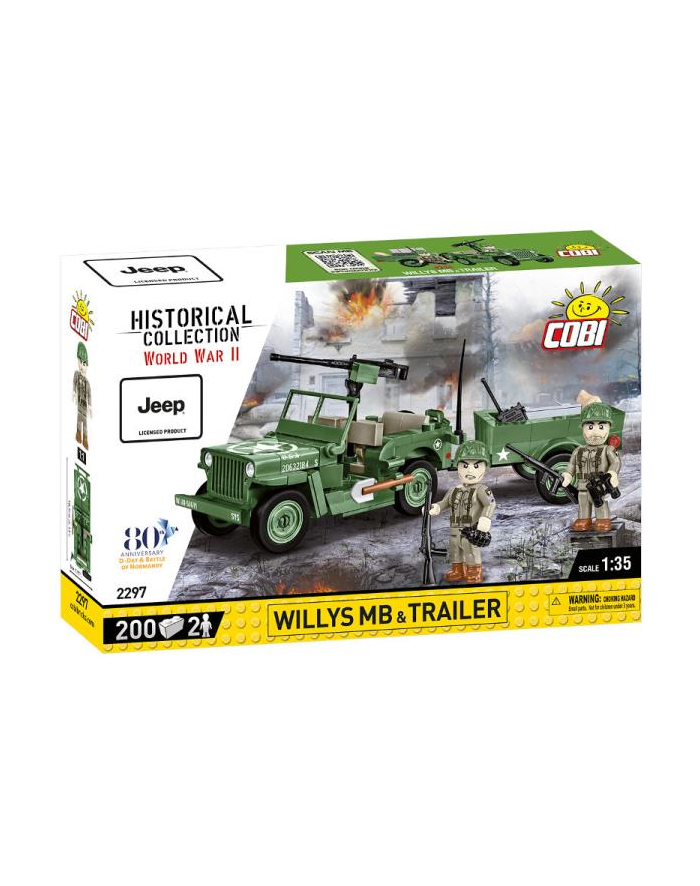 COBI 2297 Historical Collection WWII Willys MB + przyczepa 200 kl. główny