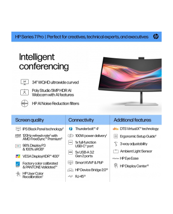 hp inc. HP 734pm 34inch WQHD 400nits HDMI DP Display ((wersja europejska))