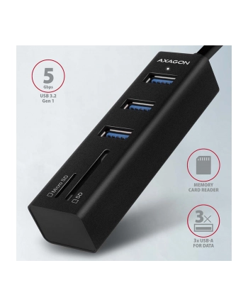 no name AXAGON HMA-CR3A Koncentrator wieloportowy, USB 30 Type-A, 3x USB-A, SD, microSD