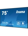 iiyama Monitor 75 cali LH7575UHS-B1AG, 24/7,IPS,ANDROID.11,4K,500cd/m2,WiFi,3xHDMI,DP,Daisy/Chain,2xUSB,2x10W,RJ45,iiSignage2,FailOver,SDM,4GB/32GB,metal,PIO - nr 80