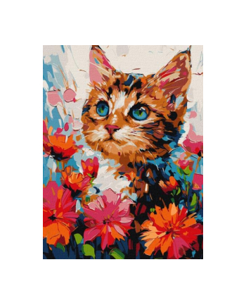 ideyka Malowanie po numerach 30x40cm Kot w kwiatach