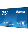 iiyama Monitor 75 cali LH7575UHS-B1AG, 24/7,IPS,ANDROID.11,4K,500cd/m2,WiFi,3xHDMI,DP,Daisy/Chain,2xUSB,2x10W,RJ45,iiSignage2,FailOver,SDM,4GB/32GB,metal,PIO - nr 79