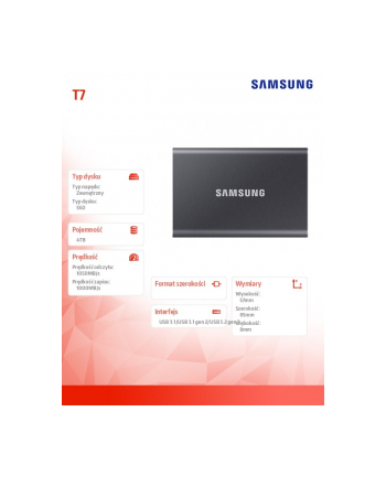 samsung Dysk SSD Portable T7 4TB USB3.2 Gen.2 szary