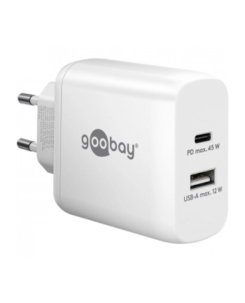 ŁADOWARKA USB-A USB-C 100-240V AC/5-20V DC 1.5-3A 45W BIAŁA 65412 GOOBAY nr 1