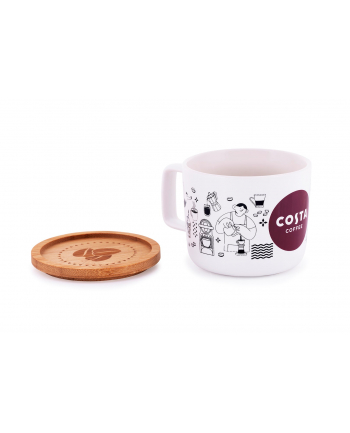 KUBEK CERAMICZNY Z POKRYWKĄ COSTA COFFEE