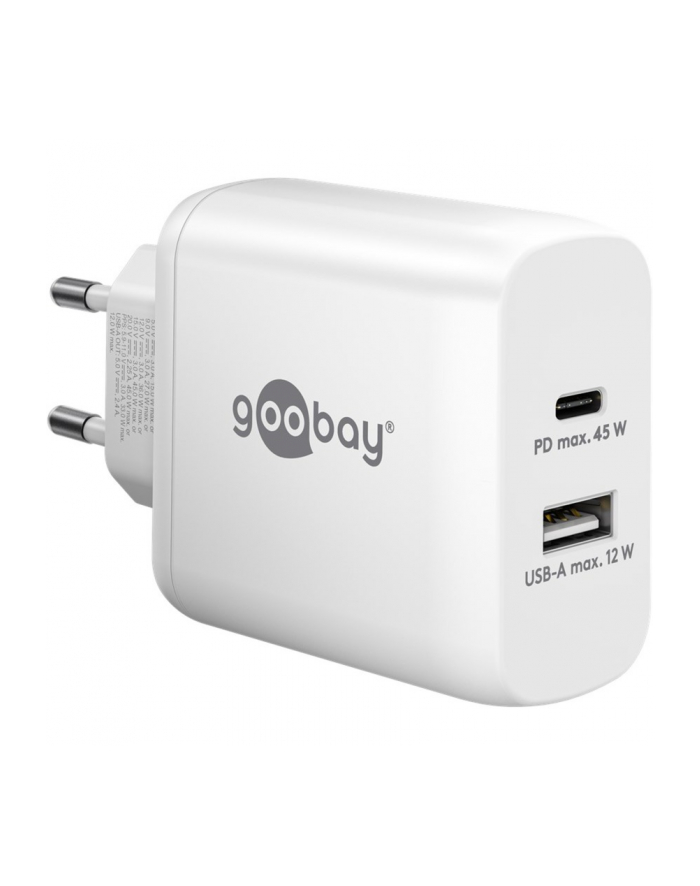 ŁADOWARKA USB-A USB-C 100-240V AC/5-20V DC 1.5-3A 45W BIAŁA 65412 GOOBAY główny