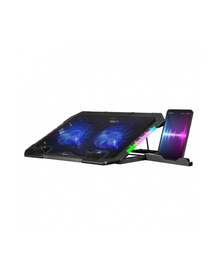 Podstawka chłodząca Defender NS-502 laptop notebook 15.6-17.3'' 2xUSB 2 fans podświetlenie RGB + uchwyt smartfon główny