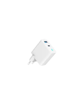 GEMBIRD Szybka ładowarka USB GaN 2-portowa 30W USB Typ-C + USB-A LED biała