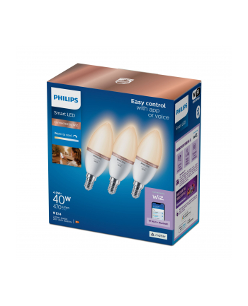 Philips Smart LED Żarówka E14 C37 4,9 W (40 W), zimna - ciepła biel, 3 szt. (929002448736)