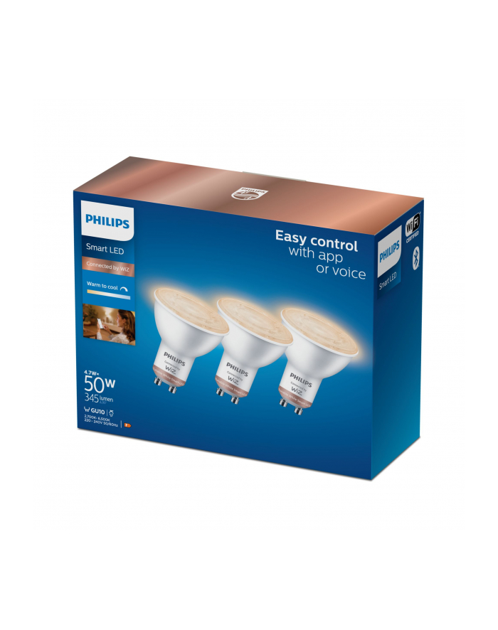 Philips Smart LED Żarówka GU10 PAR16 4,7 W (50 W), zimna - ciepła biel, 3 szt. (929002448336) główny