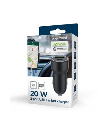 GEMBIRD Szybka ładowarka samochodowa 2x USB Type-C PD 20W czarna