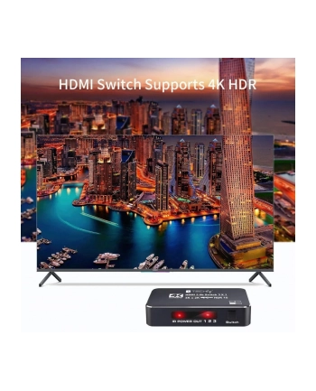 TECHLY Przełącznik HDMI 2.0b 3w1 4K HDR HDCP2.2 z pilotem nr 1