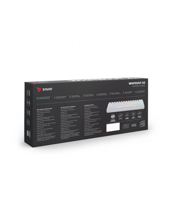 savio Klawiatura mechaniczna Whiteout X2, Blue Outemu, Hot Swap główny