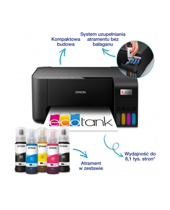 epson Urządzenie wielofunkcyjne EcoTank L3270 ITS color A4/33ppm/USB/WiFi/3pl/3.9kg/cz.panel