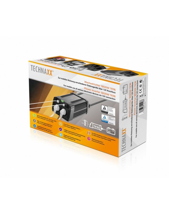 technaxx deutschland gmbh ' co. kg TE16 Przetwornica (falownik) o mocy ciągłej 1.200W (2x VAC 230V / 2x USB) główny