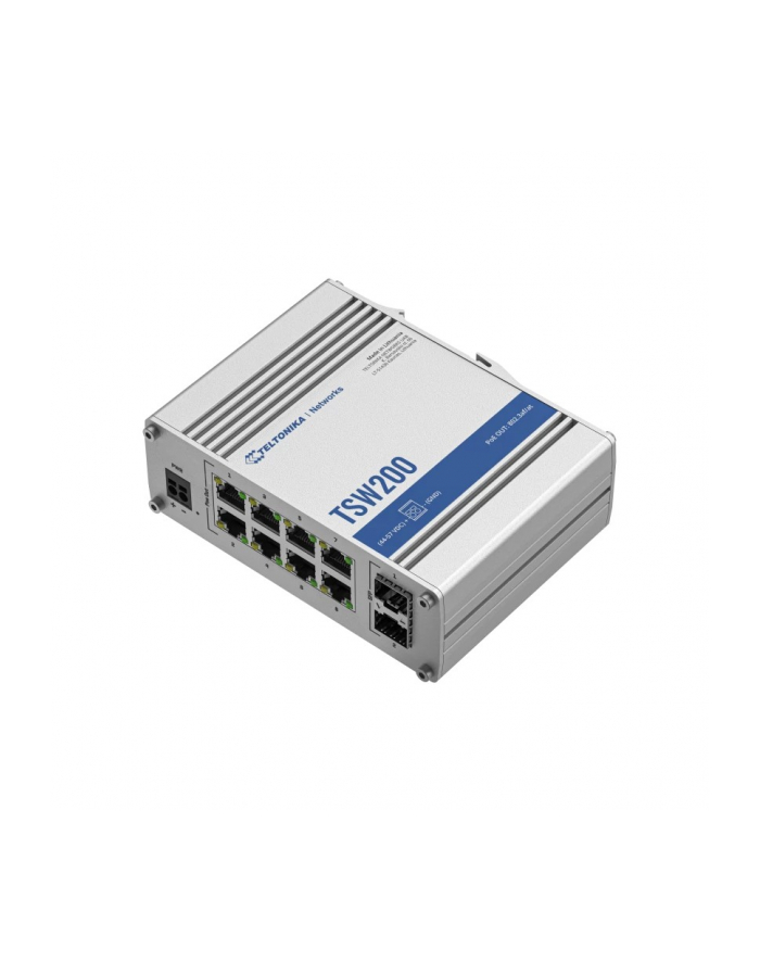 teltonika Przełącznik przemysłowy TSW200 2xSFP 8xGigabit Ethernet 8xPoE+DIN główny