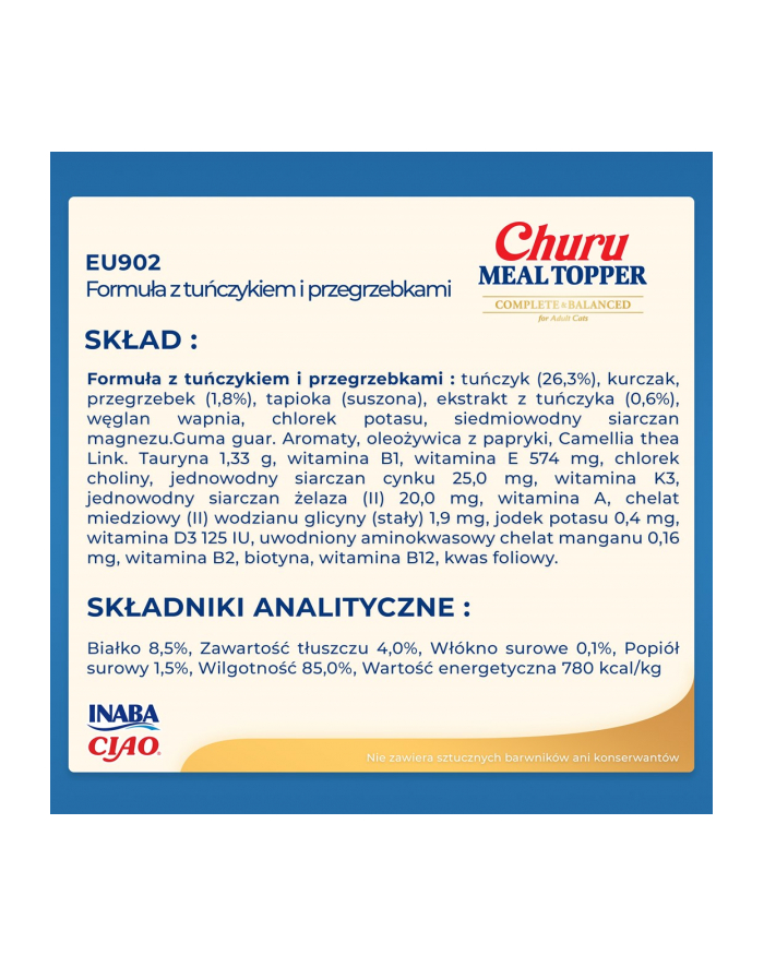 INABA MEAL TOPPER Tuńczyk z przegrzebkiem-kot 4x14g główny