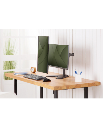 digitus Stojak biurkowy podwójny 2xLCD max 32''; max obciążenie 2x 8kg uchylno-obczerwonyowy czarny