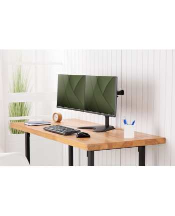 digitus Stojak biurkowy podwójny 2xLCD max 32''; max obciążenie 2x 8kg uchylno-obczerwonyowy czarny